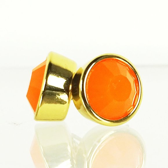 KATE SPADE Yellow Gold Plated Orange Faceted Crystal Stud Earrings